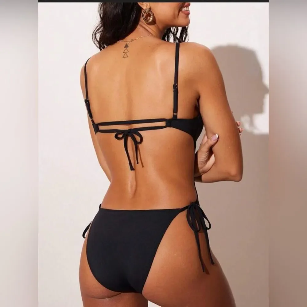 DOBREVA black One Piece Strappy Backless Swimsuit Sz Medium (8/10)